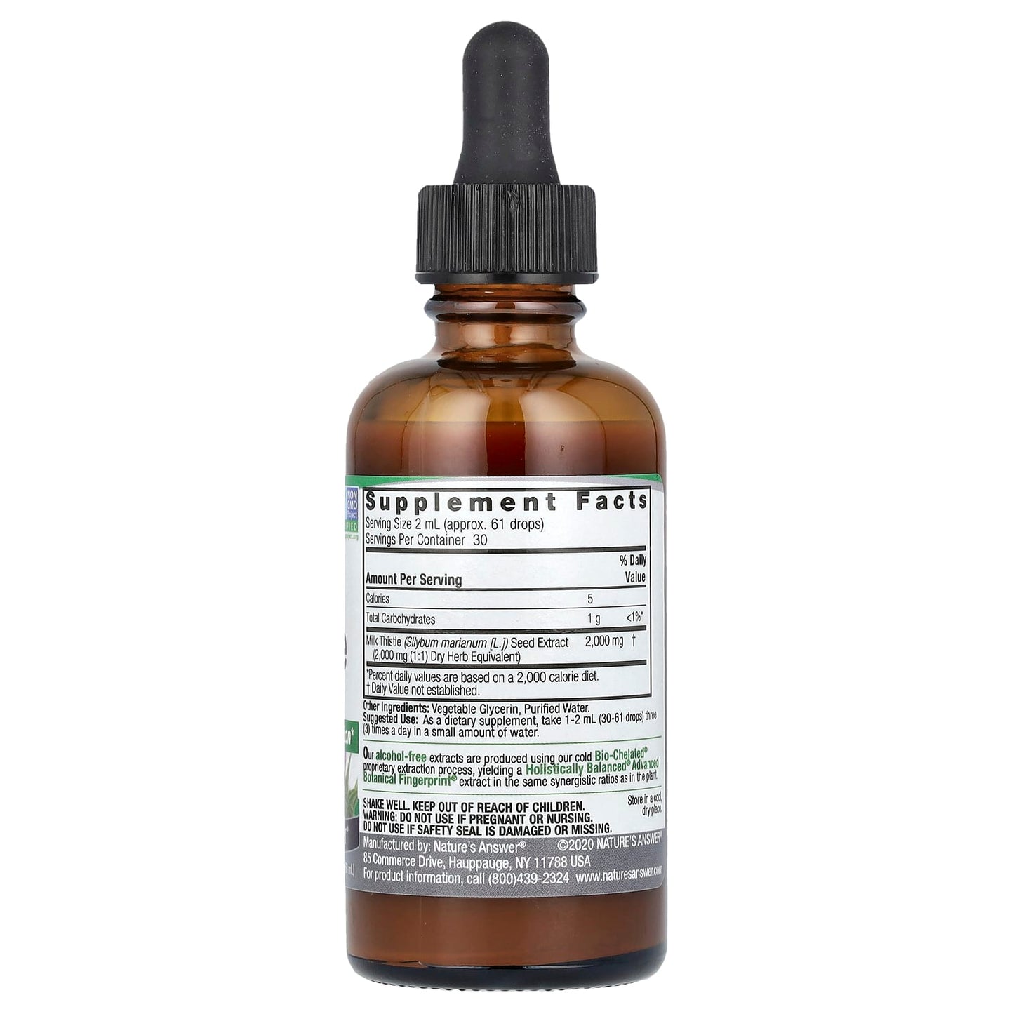 Nature's Answer, Milk Thistle Seed, Fluid Extract, 2,000 mg, 2 fl oz (60 ml) - Image 2