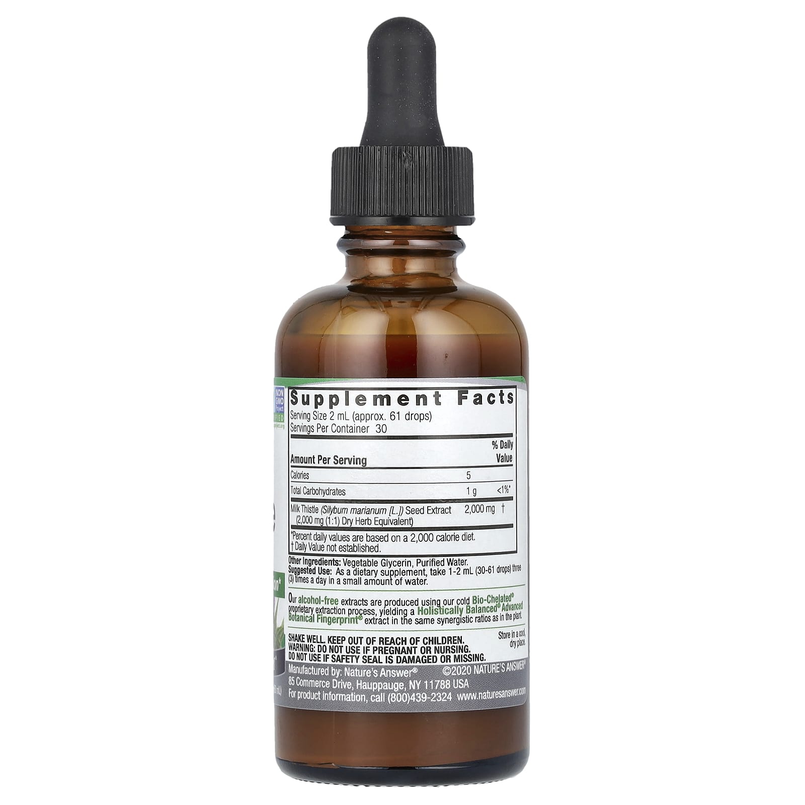 Nature's Answer, Milk Thistle Seed, Fluid Extract, 2,000 mg, 2 fl oz (60 ml) - Image 2
