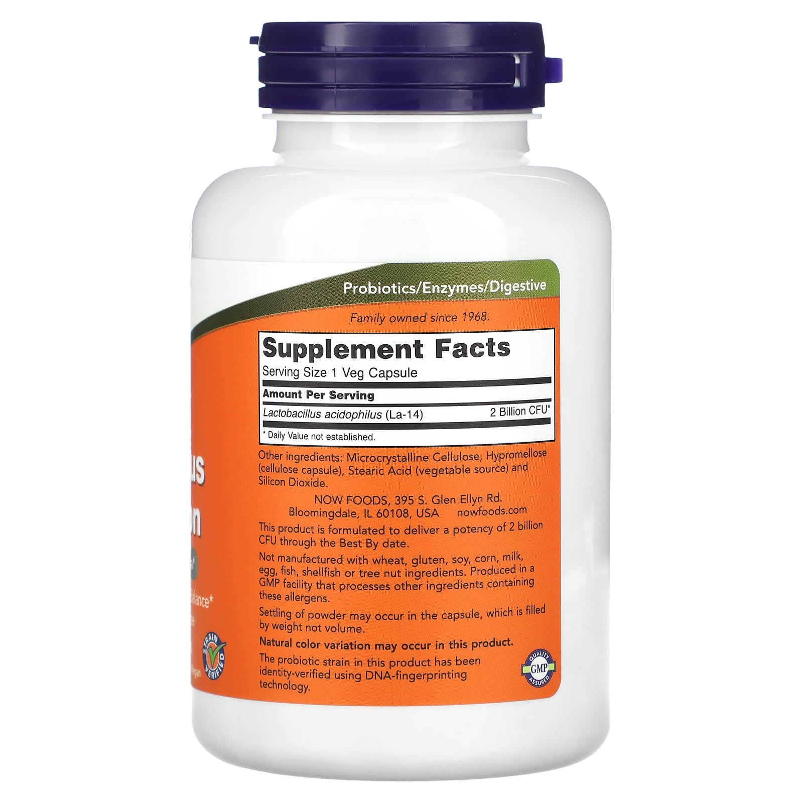 NOW Foods, Acidophilus Two Billion, 2 Billion CFU, 250 Veg Capsules - Image 2