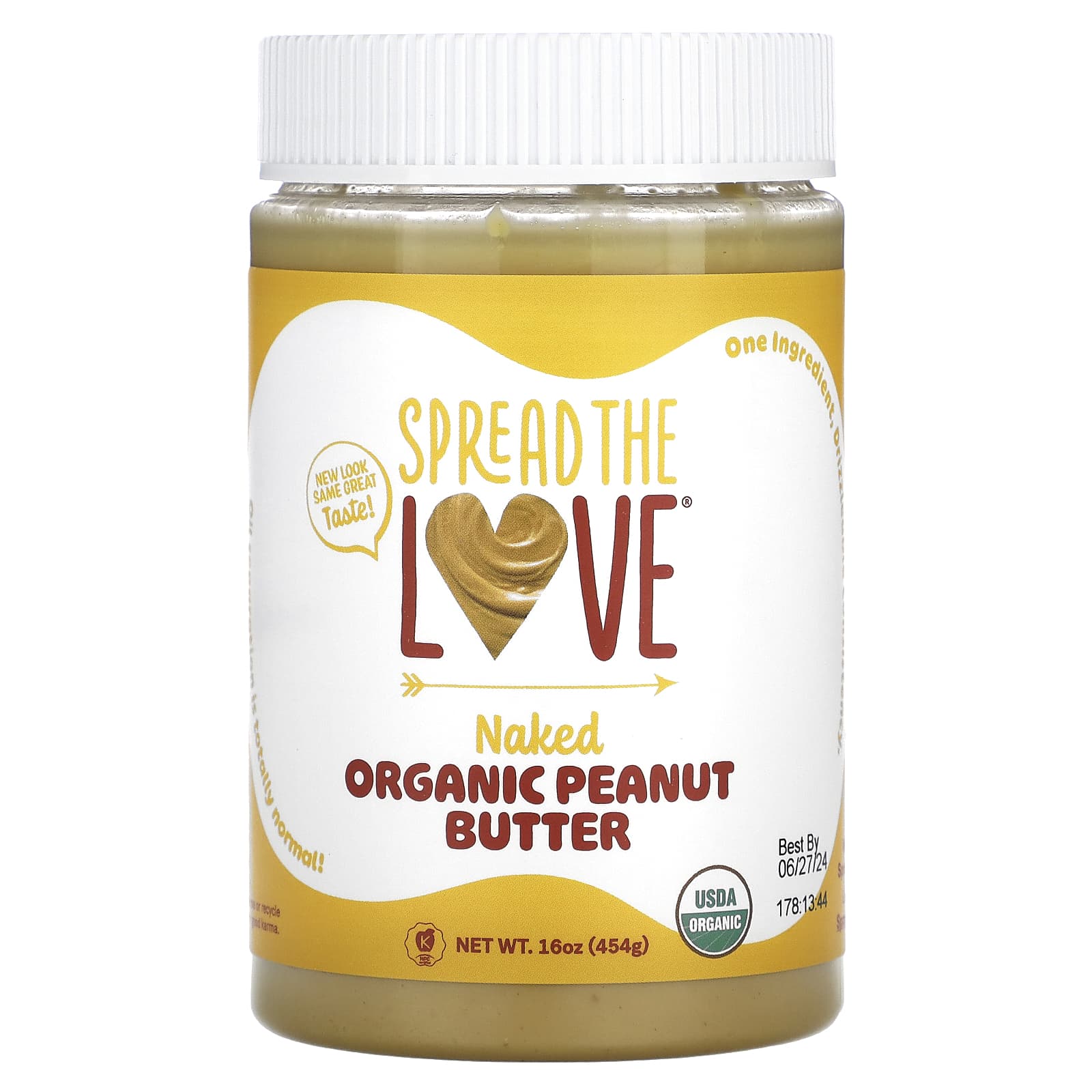 Spread The Love, Organic Peanut Butter, Naked, 16 oz (454 g) - Image 1