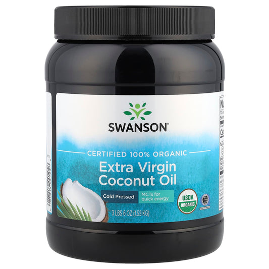 Swanson, Certified 100% Organic Extra Virgin Coconut Oil, 3 lbs 6 oz (1.53 kg) - Image 1