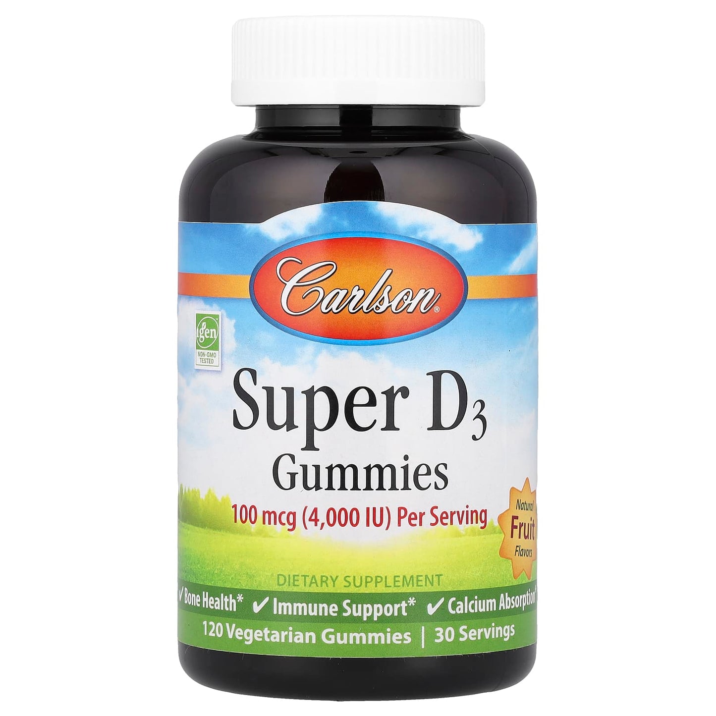 <span>Carlson Super D3 Gummies - Natural Fruit Flavor, 120 Vegetarian Gummies (25 mcg (1,000 IU) per Gummy)</span> - Image 1
