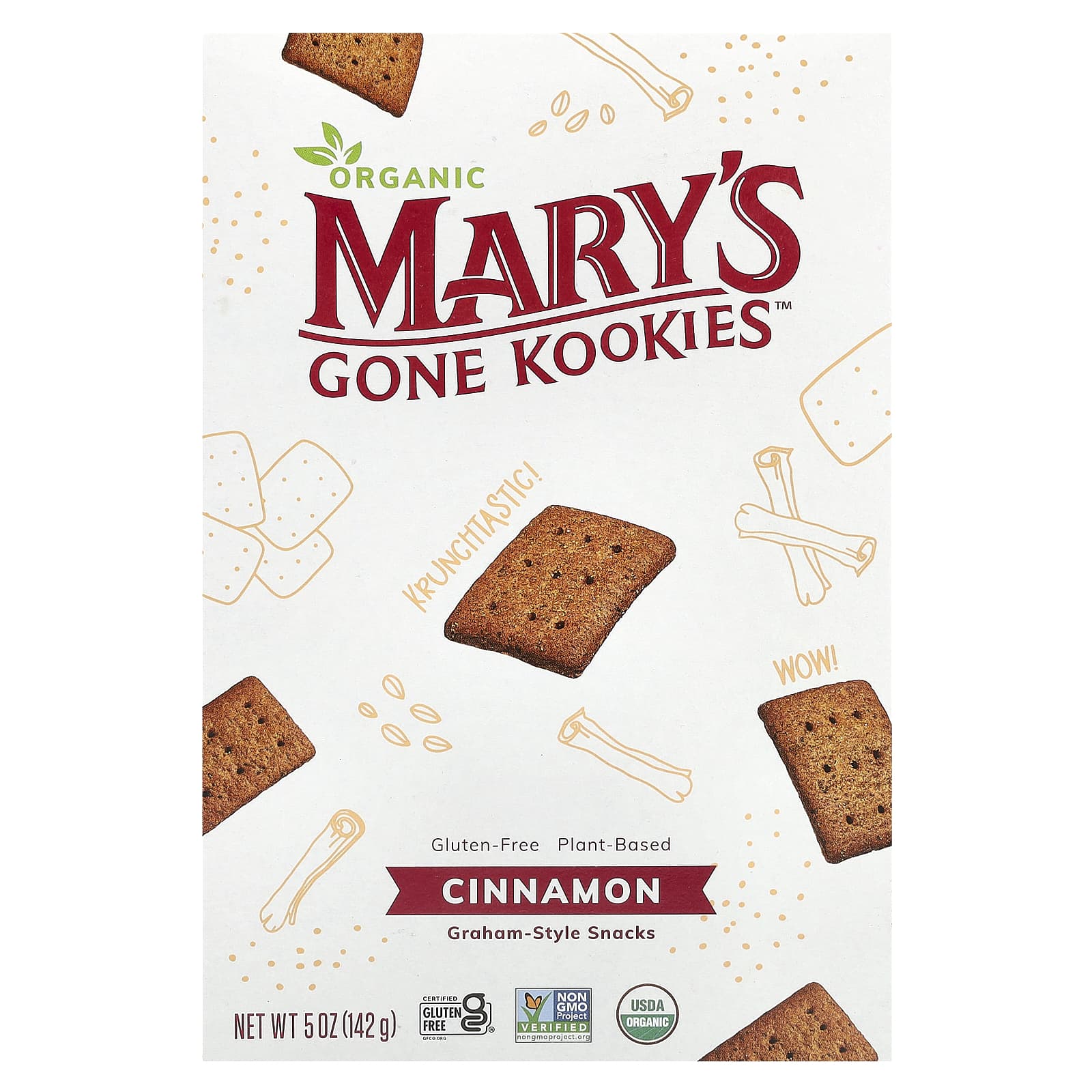 Mary's Gone Crackers, Organic Graham Style Snacks, Cinnamon, 5 oz (142 g) - Image 1