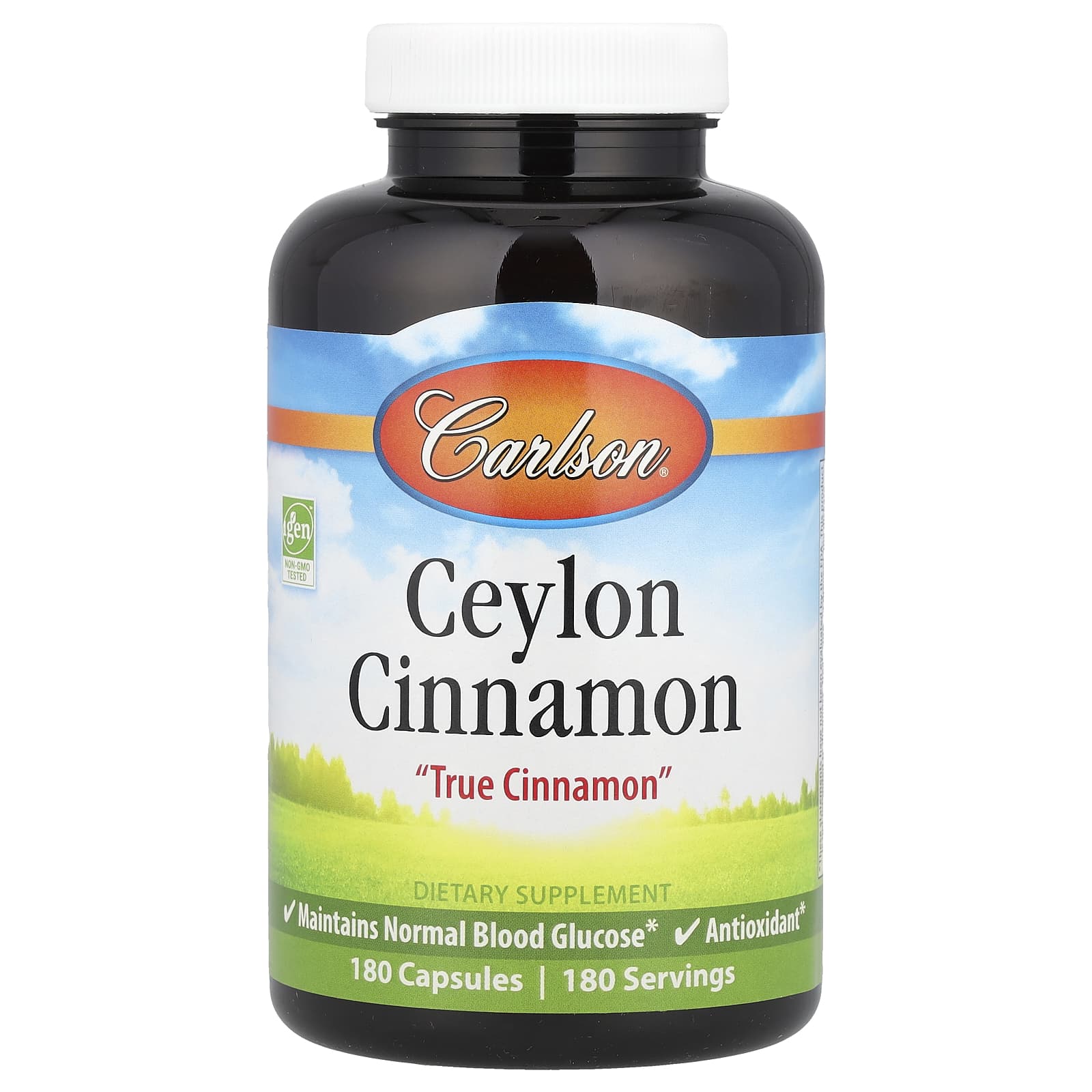 Carlson Ceylon Cinnamon 180 Capsules 500mg for Healthy Blood Sugar - Image 1