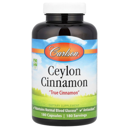 Carlson Ceylon Cinnamon 180 Capsules 500mg for Healthy Blood Sugar - Image 1