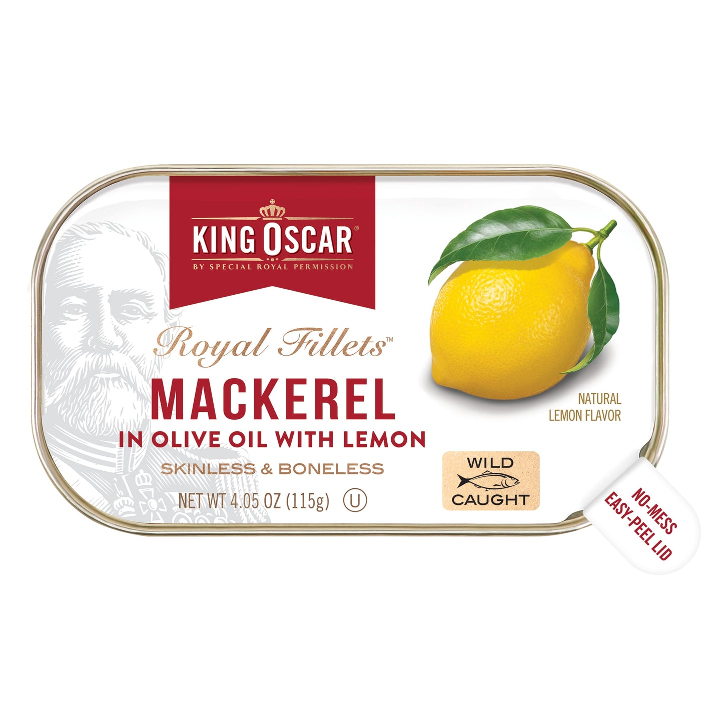 King Oscar, Royal Fillets, Mackerel in Olive Oil with Lemon, 4.05 oz (115 g) - Image 1