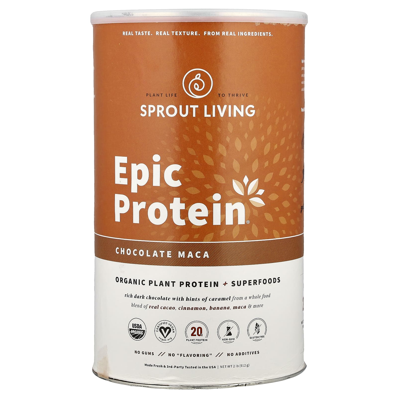 Sprout Living, Epic Protein®, Organic Plant Protein + Superfoods, Chocolate Maca, 2 lb (912 g) - Image 1
