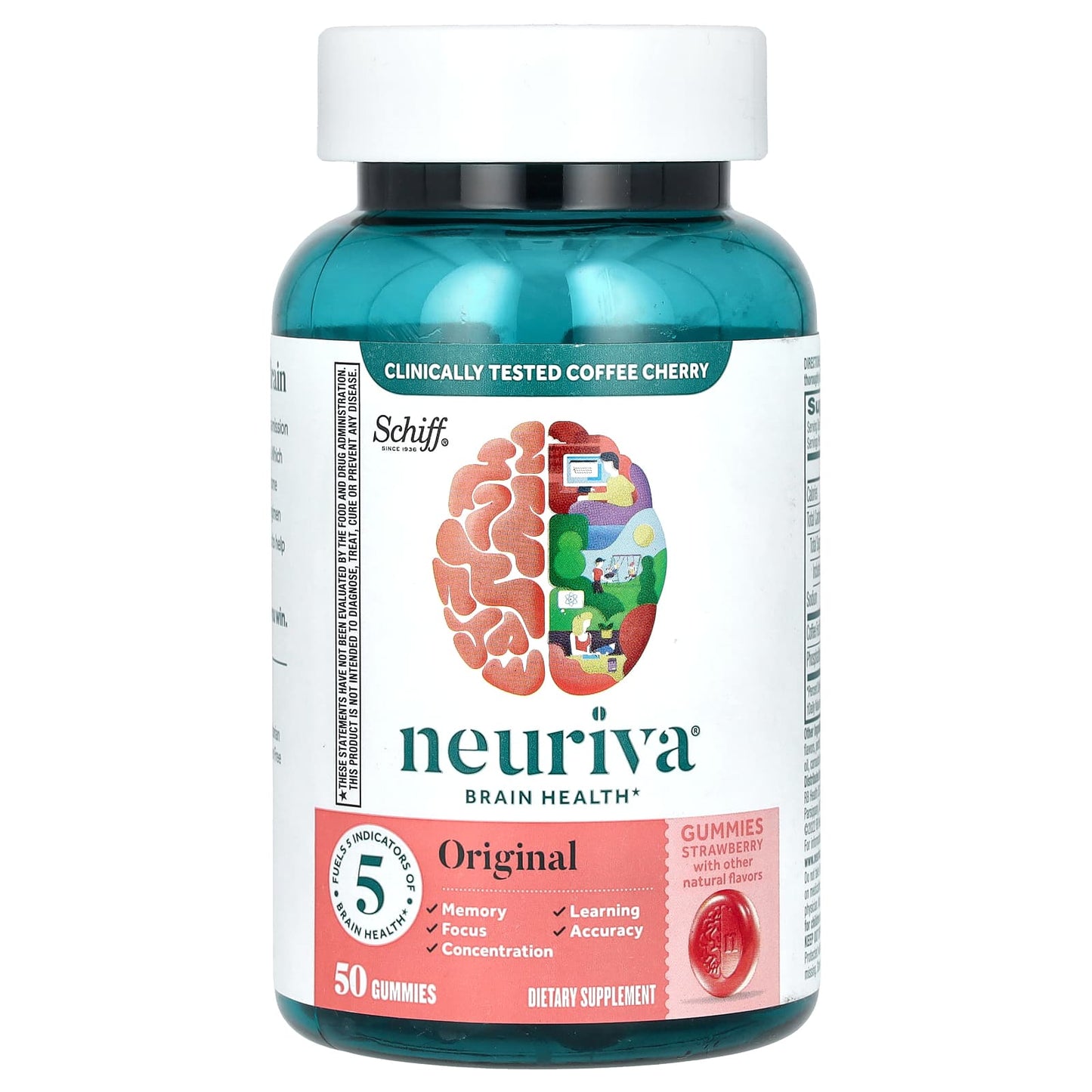 Schiff, Neuriva Brain Health Gummies, Original, Strawberry, 50 Gummies - Image 1