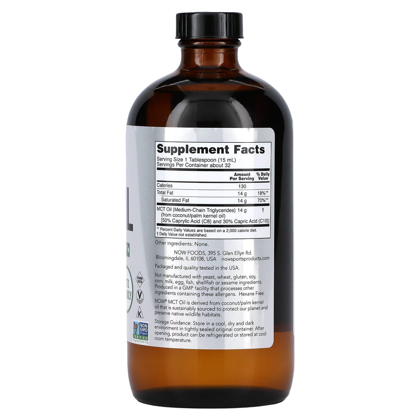 NOW Foods, Sports, MCT Oil, Unflavored, 16 fl oz (473 ml) - Image 2