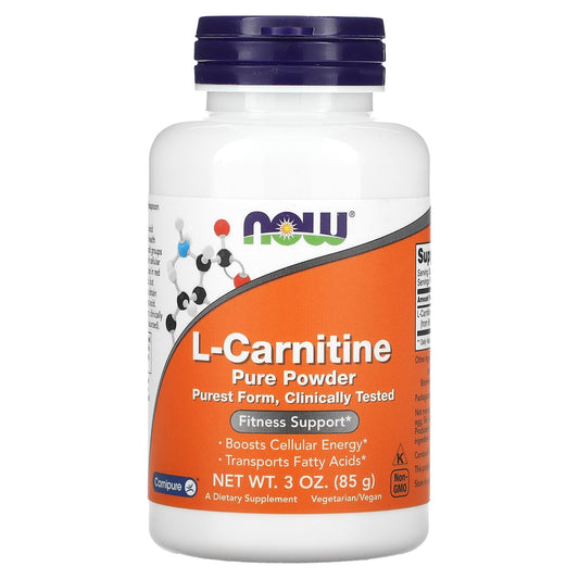 NOW Foods, L-Carnitine, Pure Powder, 3 oz (85 g) - Image 1