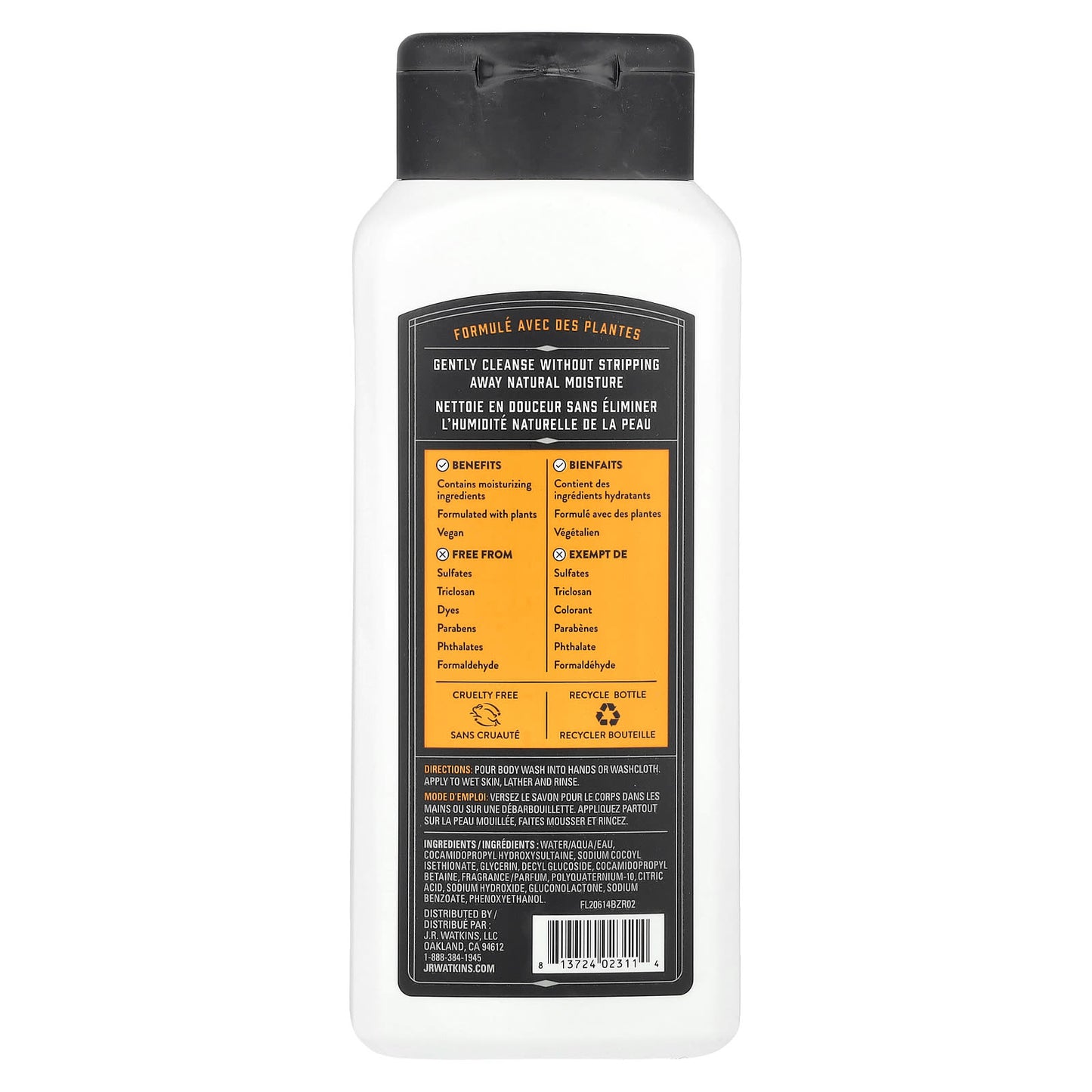 Bergamot & Oak Men's Body Wash by J R Watkins, 18 fl oz, Cruelty-Free - Image 2