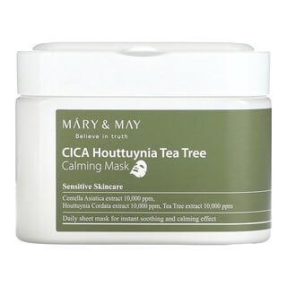 Mary & May Calming Houttuynia Tea Tree Sheet Mask, 30 Sheets, 14.1 oz