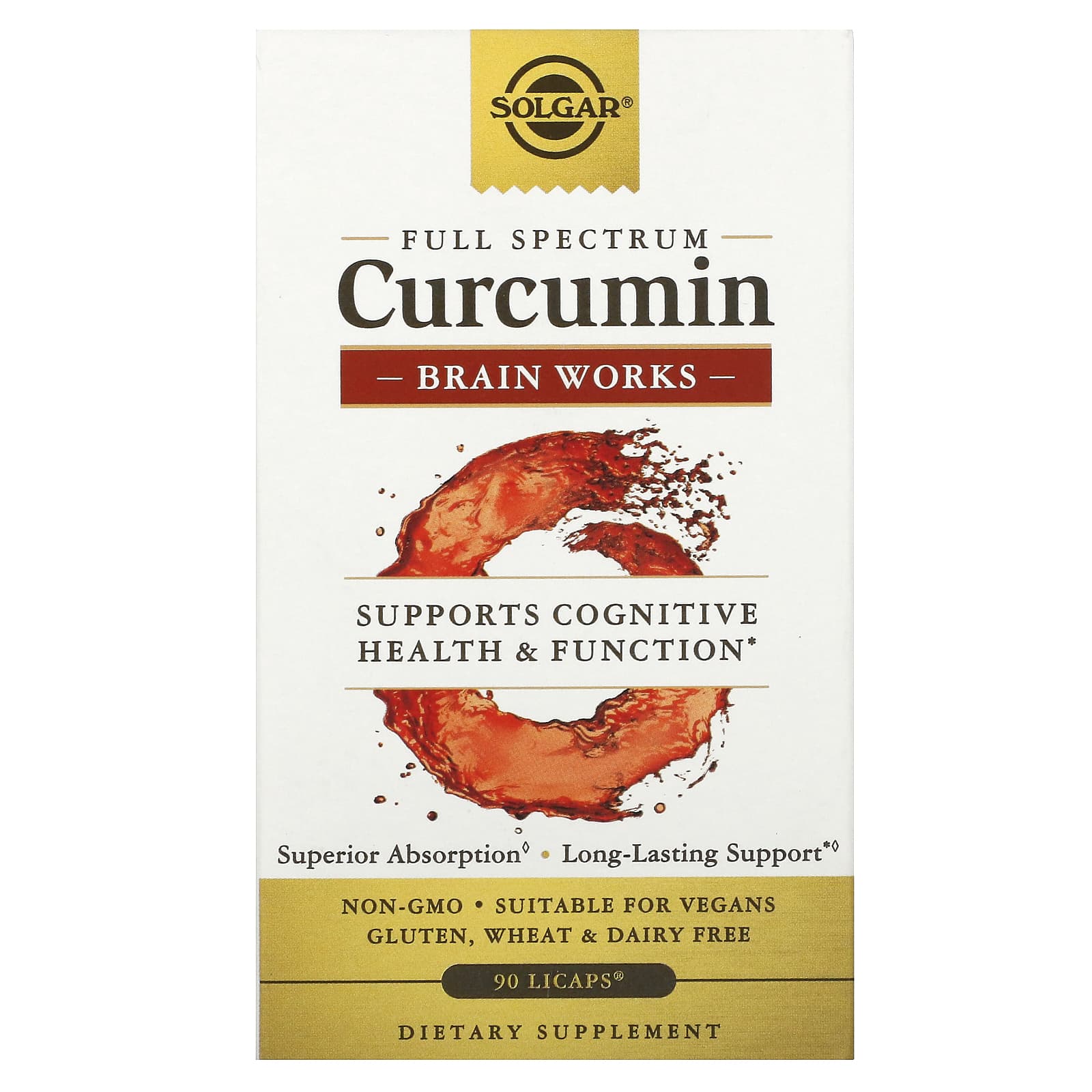 Solgar, Full Spectrum Curcumin, Brain Works, 90 Licaps