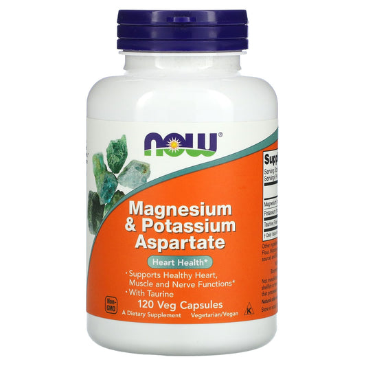NOW Foods, Magnesium & Potassium Aspartate, 120 Veg Capsules - Image 1