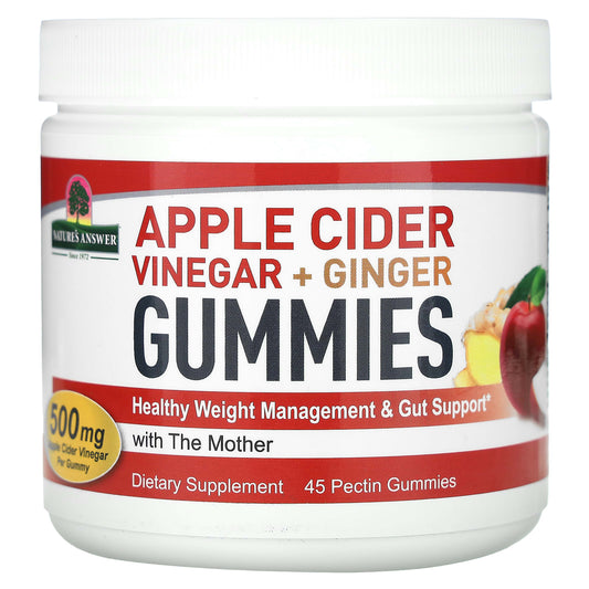 Nature's Answer, Apple Cider Vinegar + Ginger Gummies with The Mother, 500 mg, 45 Pectin Gummies - Image 1