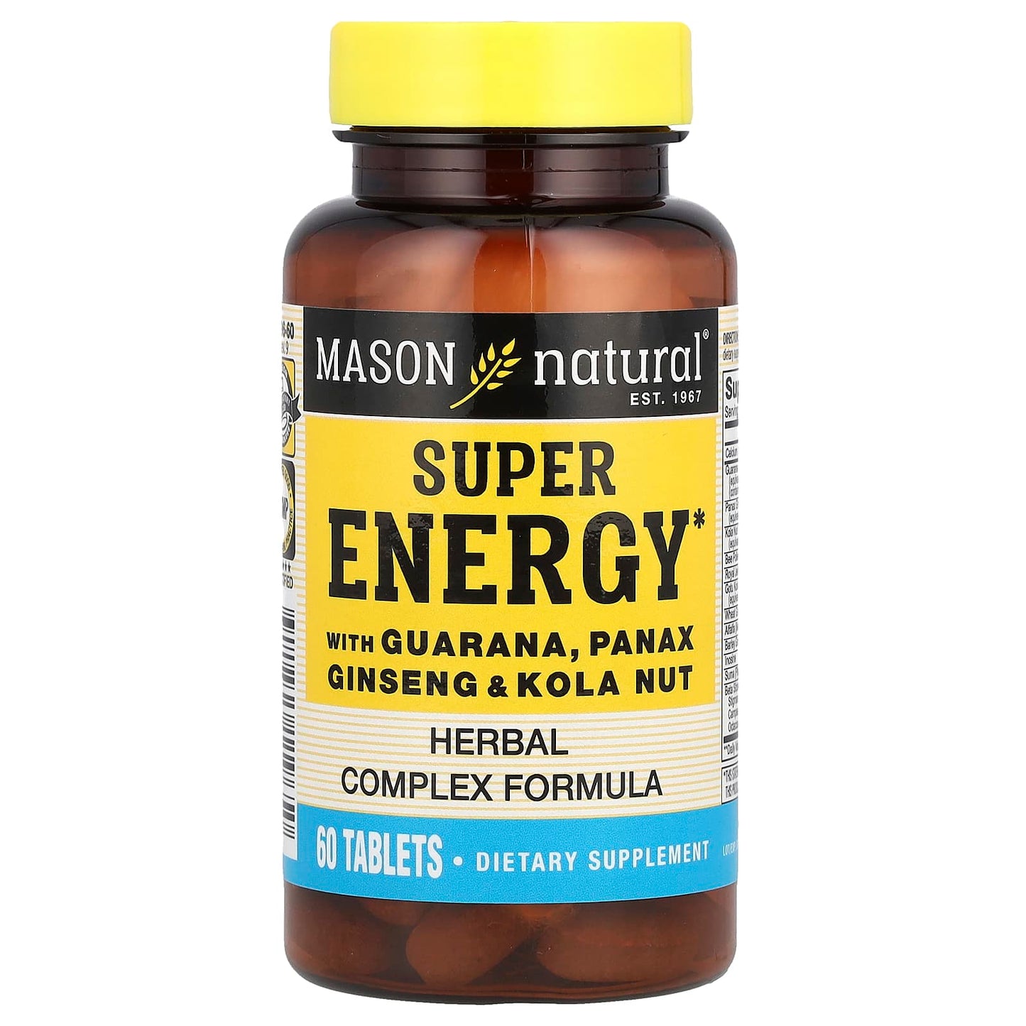 Mason Natural, Super Energy with Guarana, Panax Ginseng & Kola Nut, 60 Tablets - Image 1