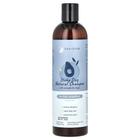 Kin+Kind, Itchy Dog Natural Shampoo With Avocado, For Dogs, Tea Tree + Grapefruit, 12 fl oz (354 ml) - Image 1