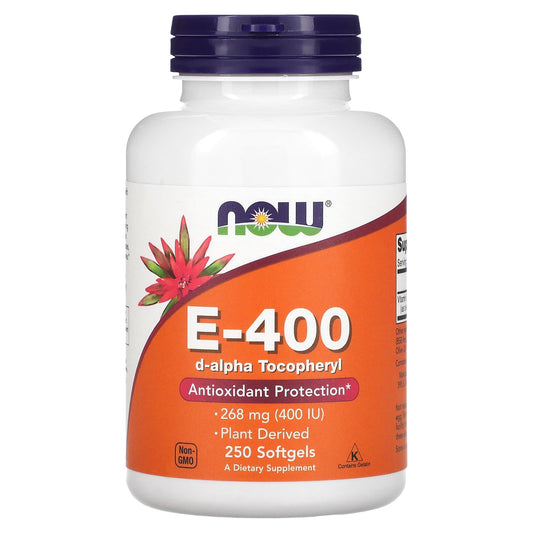 NOW Foods, E-400, 268 mg (400 IU), 250 Softgels - Image 1