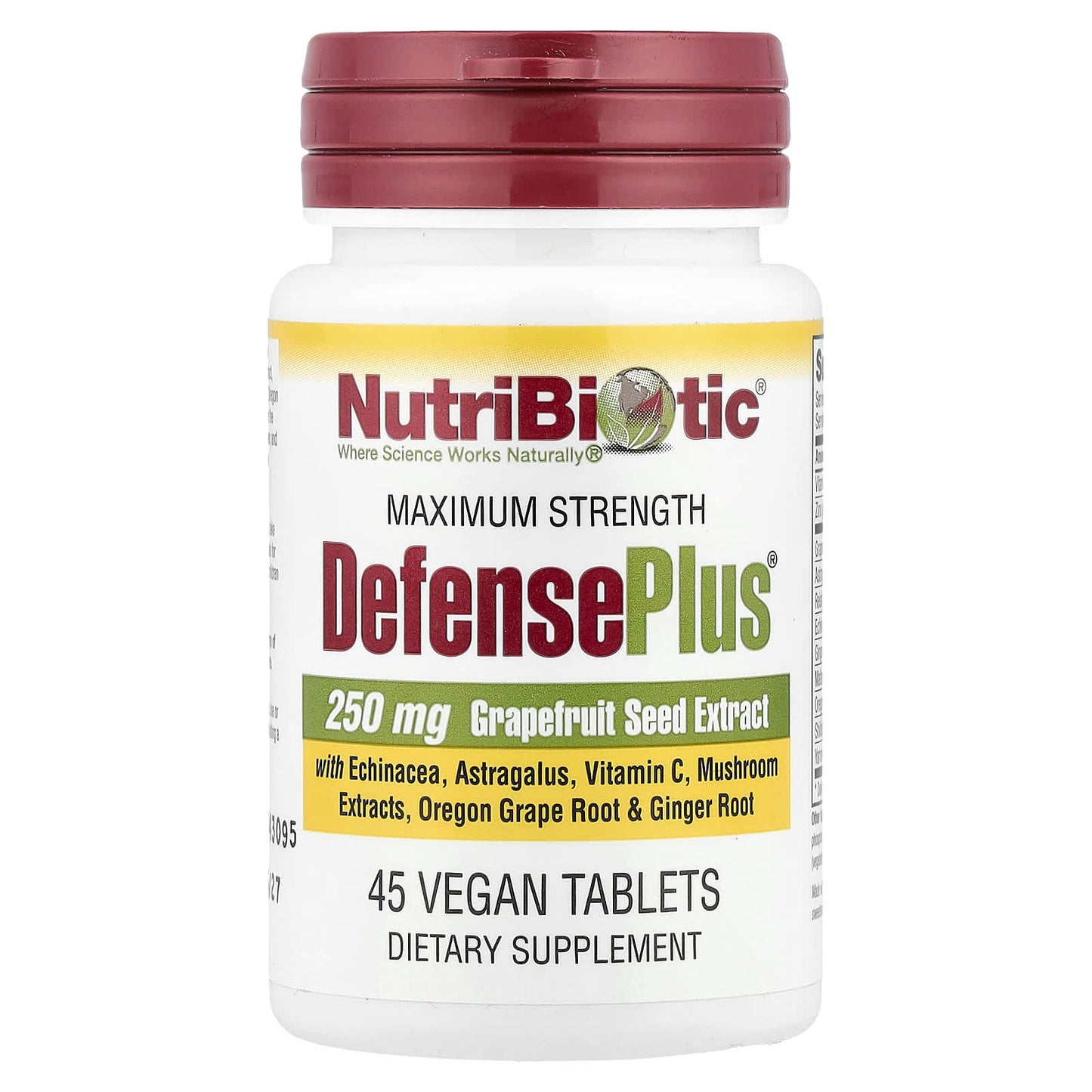 NutriBiotic, DefensePlus®, Maximum Strength, 45 Vegan Tablets - Image 1