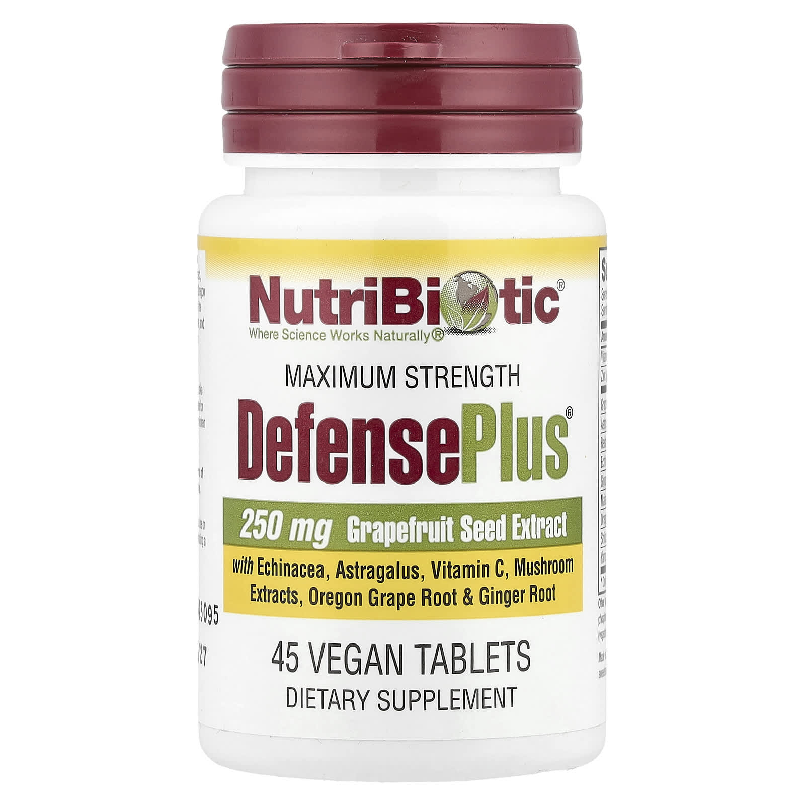 NutriBiotic, DefensePlus®, Maximum Strength, 45 Vegan Tablets - Image 1