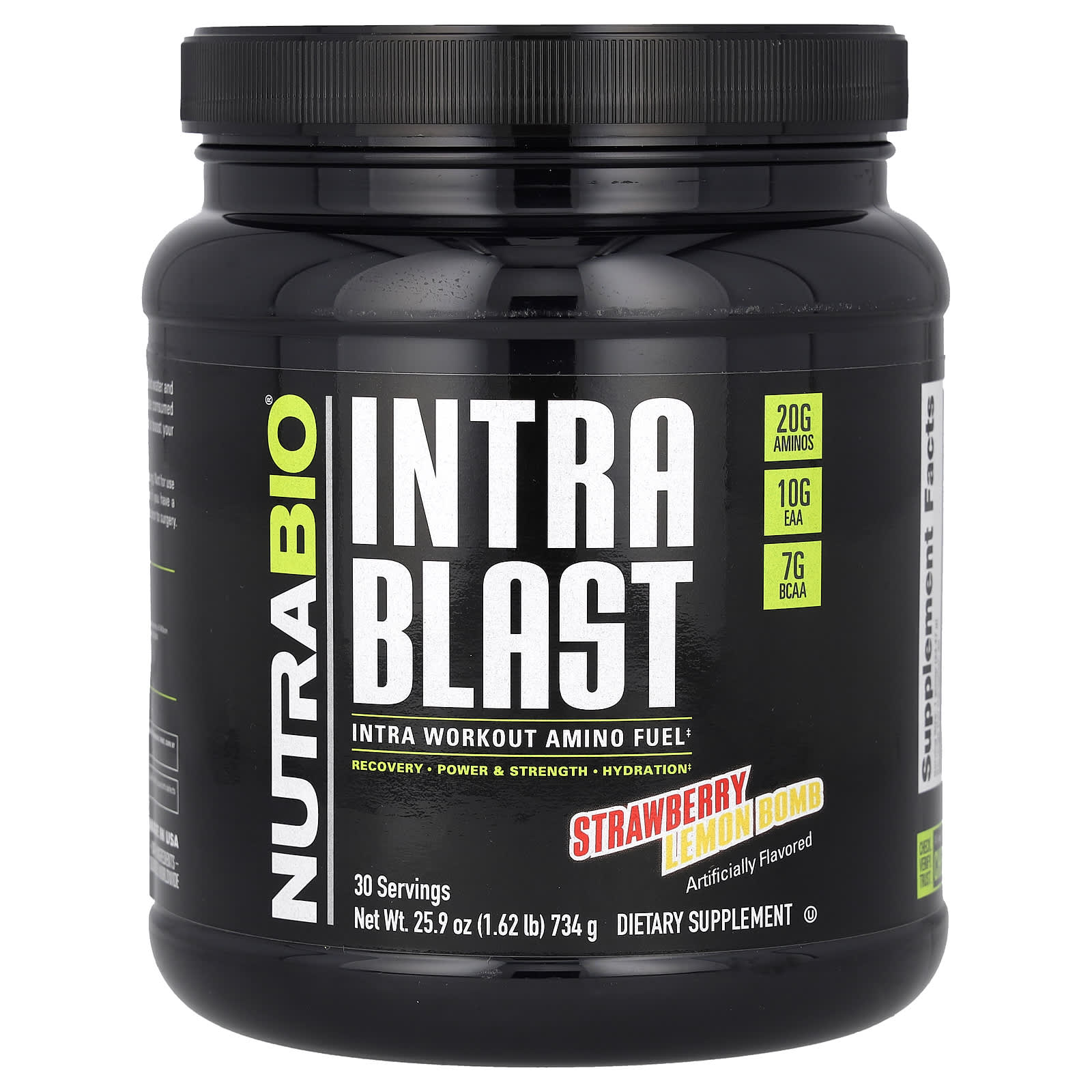 NutraBio, Intra Blast, Intra Workout Amino Fuel, Strawberry Lemon Bomb, 1.62 lb (734 g) - Image 1