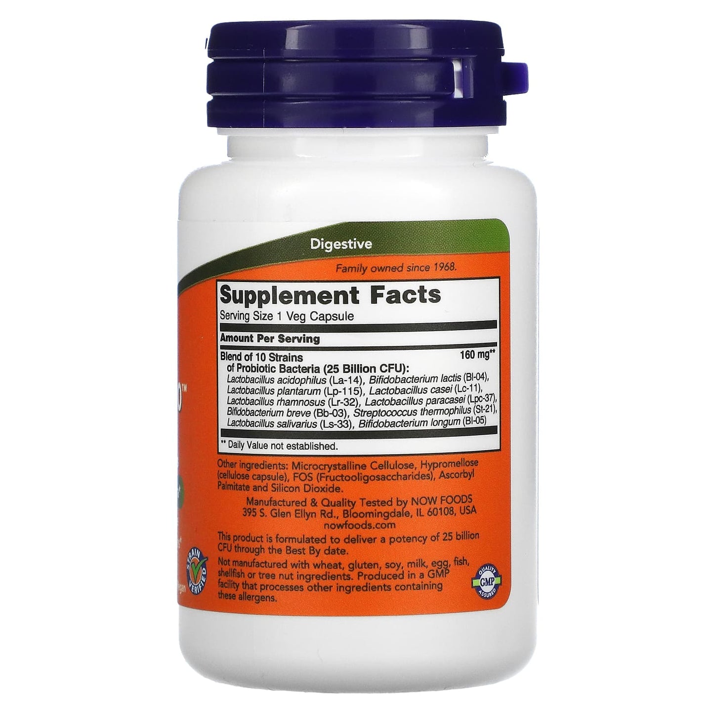 NOW Foods, Probiotic-10, 25 Billion, 50 Veg Capsules - Image 2