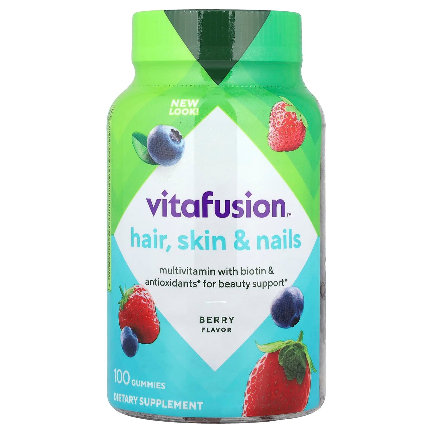 VitaFusion, Hair, Skin & Nails Multivitamin Gummies, Berry , 100 Gummies - Image 1
