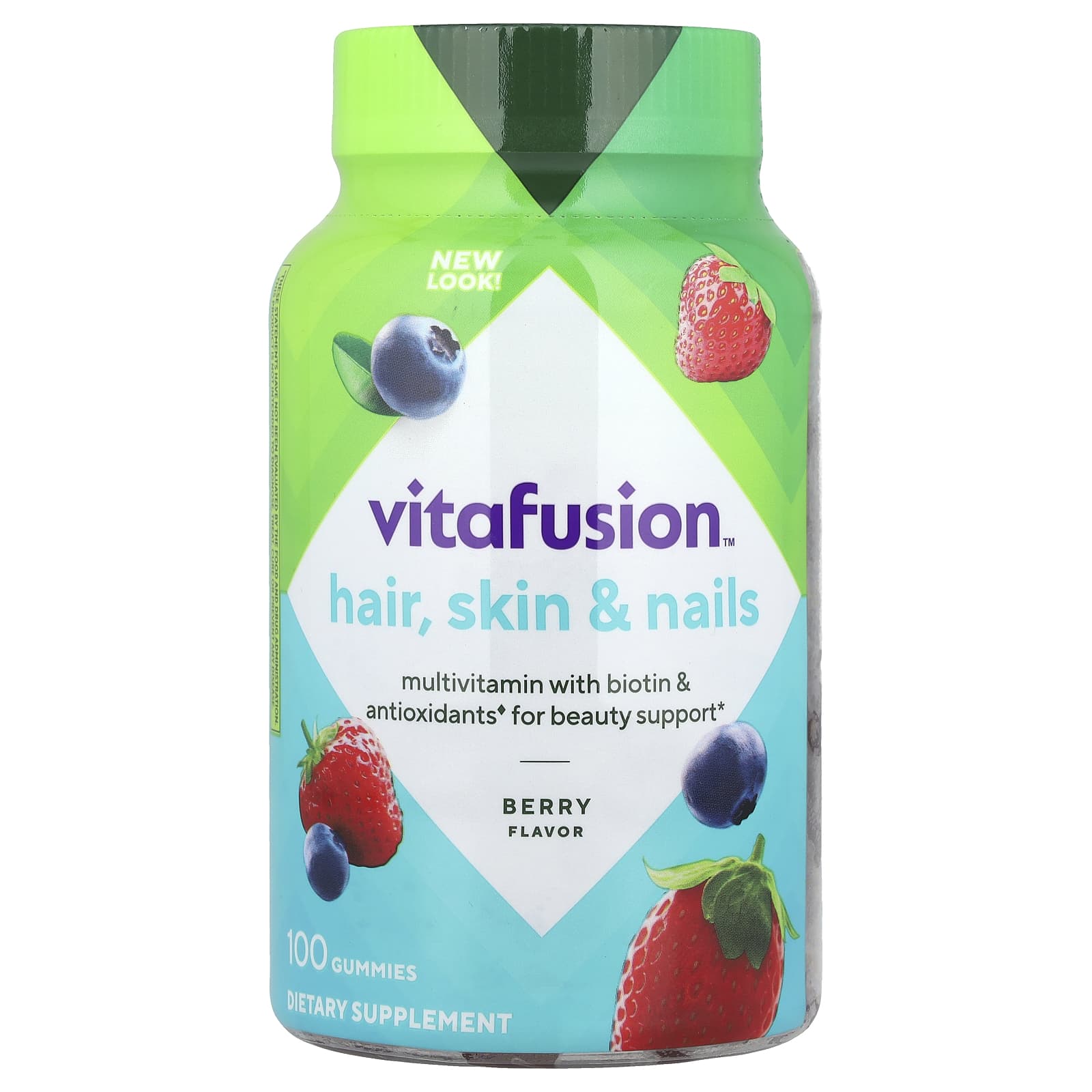 VitaFusion, Hair, Skin & Nails Multivitamin Gummies, Berry , 100 Gummies - Image 1