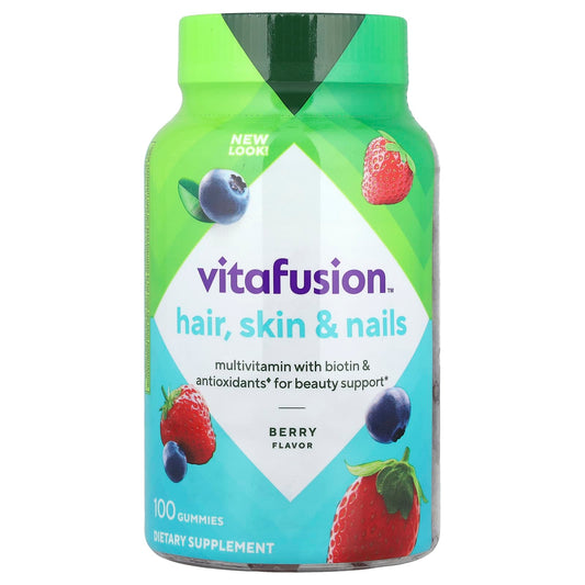 VitaFusion, Hair, Skin & Nails Multivitamin Gummies, Berry , 100 Gummies - Image 1