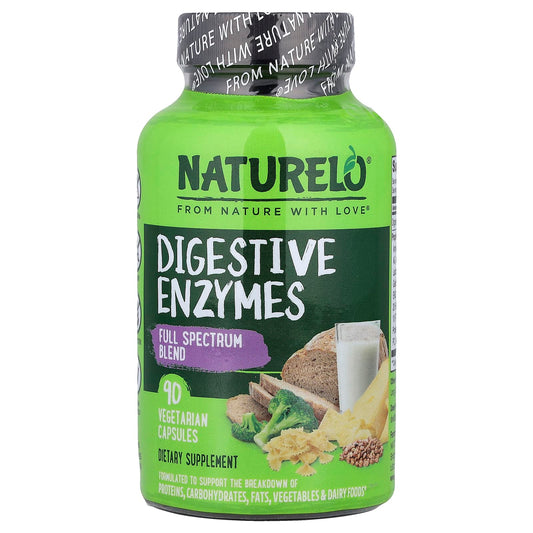 NATURELO, Digestive Enzymes, Full Spectrum Blend, 90 Vegetarian Capsules - Image 1