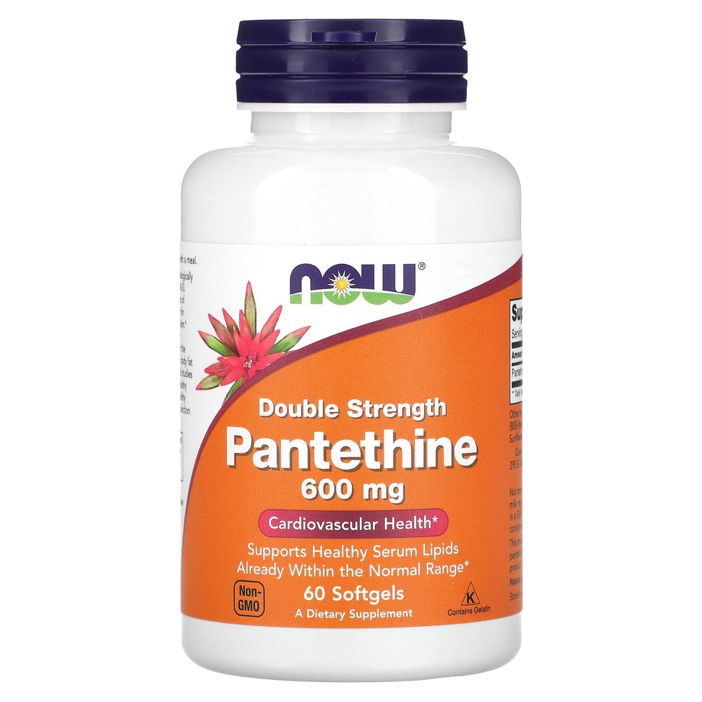 NOW Foods, Double Strength Pantethine, 600 mg, 60 Softgels - Image 1