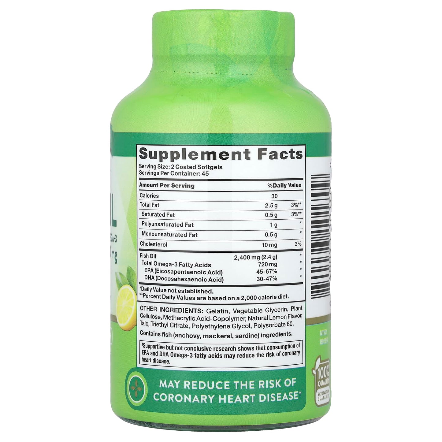 Nature's Truth, Fish Oil, Lemon, 2,400 mg, 90 Coated Softgels (1,200 mg per Softgel)