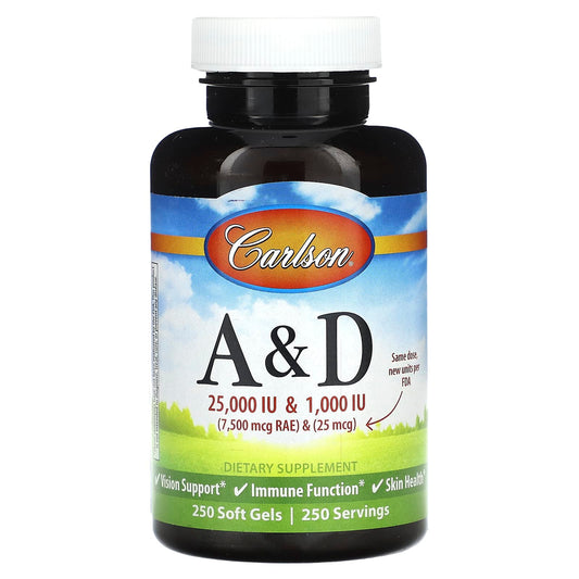 Carlson Vitamin A & D Soft Gels for Vision and Immune Support - Image 1