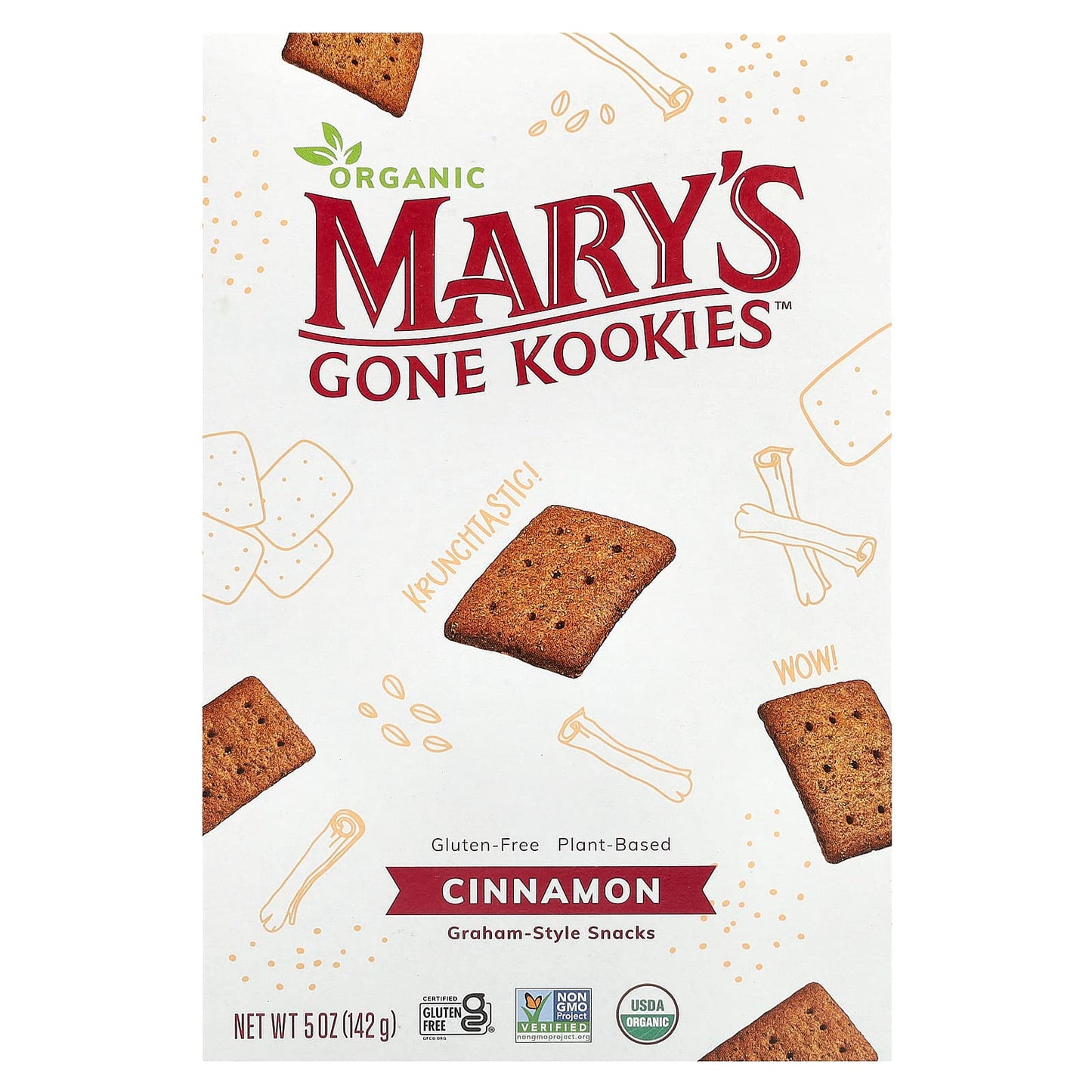 Mary's Gone Crackers, Organic Graham Style Snacks, Cinnamon, 5 oz (142 g) - Image 1