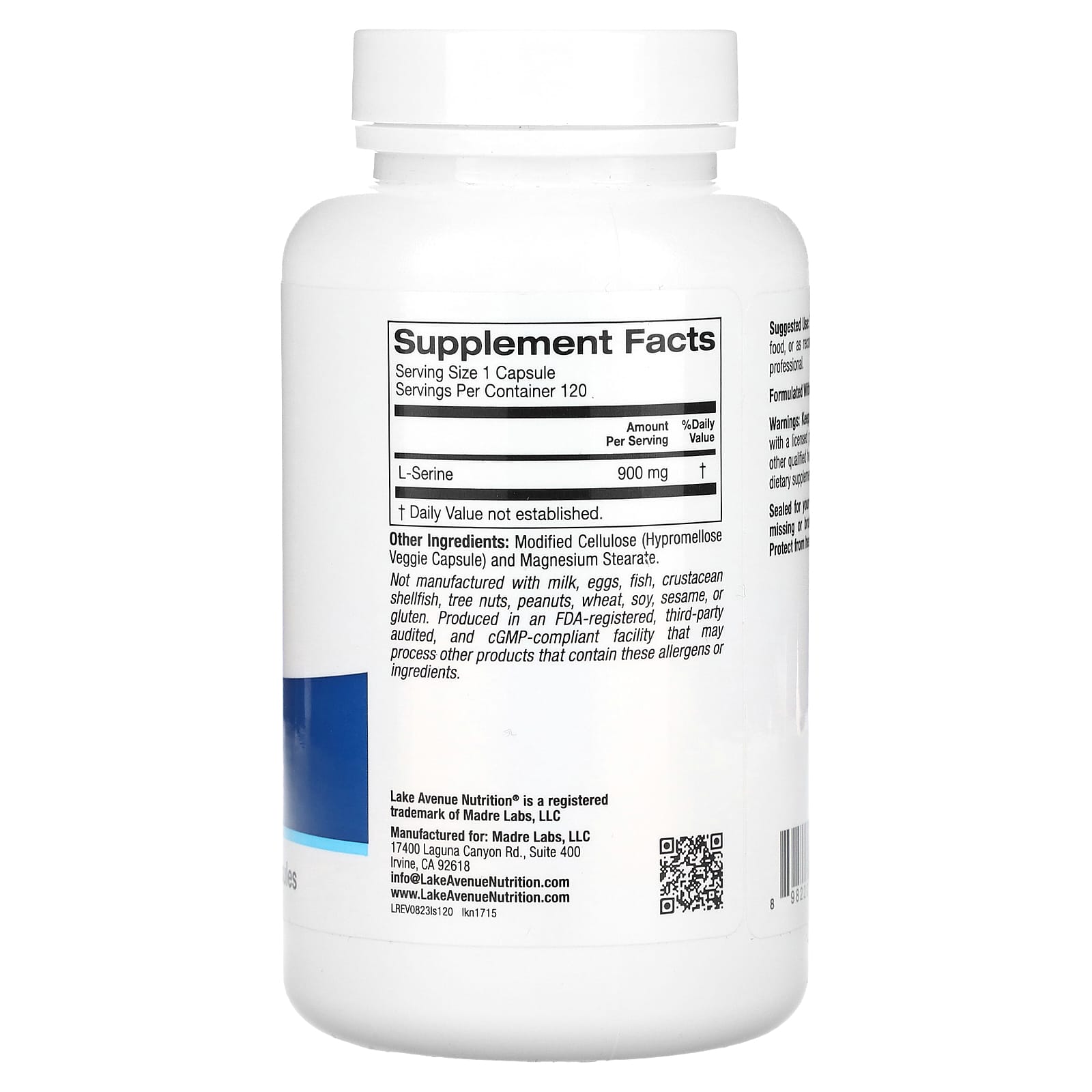 L-Serine 900mg, 120 Veggie Capsules for Brain Health & Sleep - Image 2