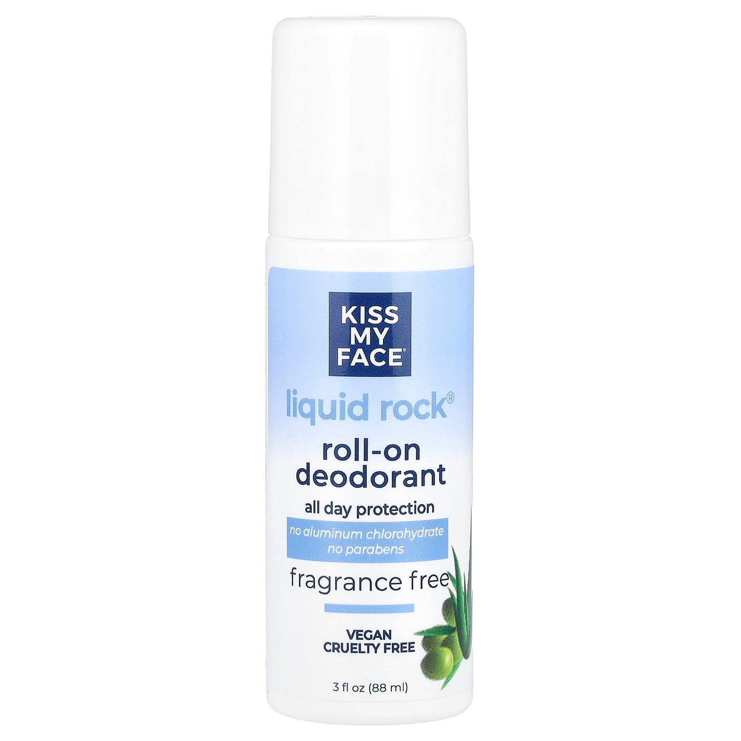 Kiss My Face, Liquid Rock® Roll-On Deodorant, Fragrance Free, 3 fl oz (88 ml) - Image 1