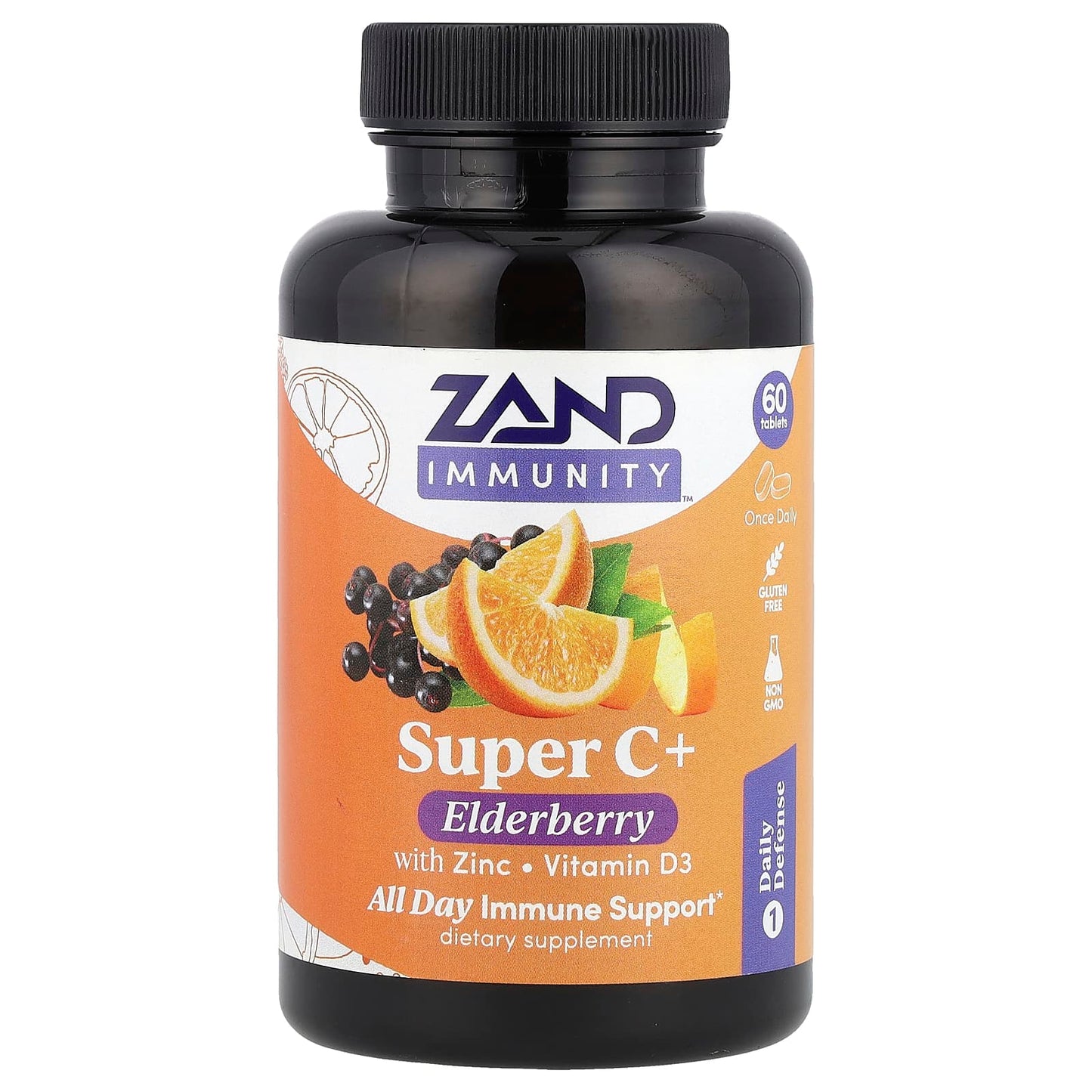 Zand, Immunity, Super C+ Elderberry with Zinc, Vitamin D3, 60 Tablets - Image 1