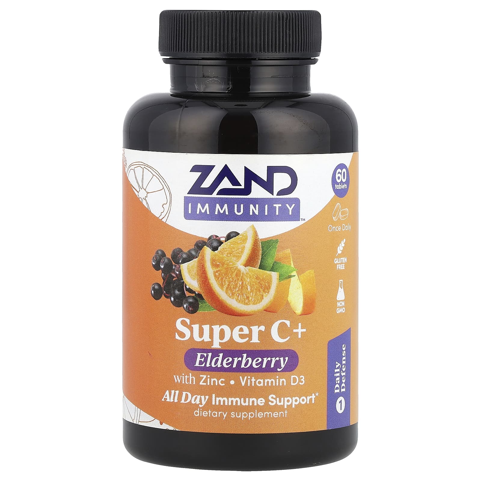 Zand, Immunity, Super C+ Elderberry with Zinc, Vitamin D3, 60 Tablets - Image 1