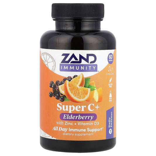 Zand, Immunity, Super C+ Elderberry with Zinc, Vitamin D3, 60 Tablets - Image 1