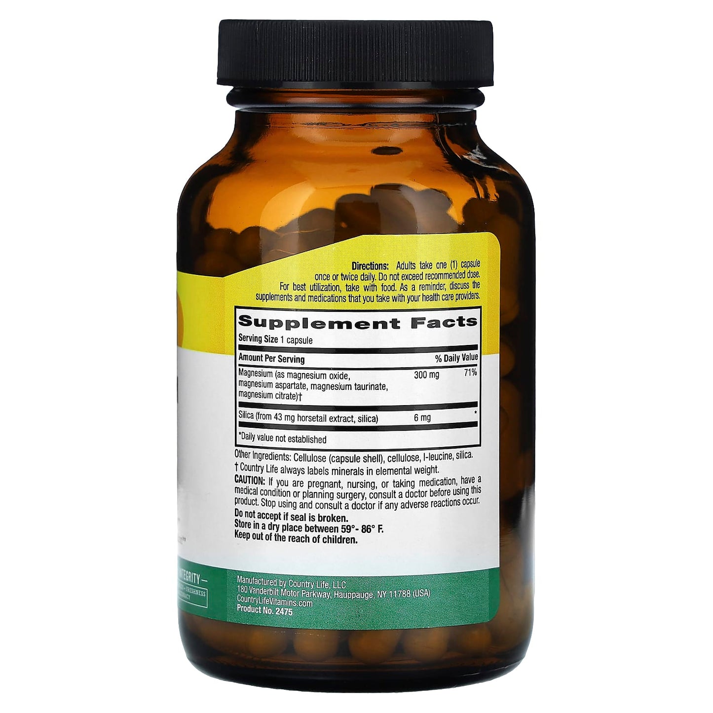 Country Life Target-Mins Magnesium Caps with Silica, 300mg, 120 Vegan Capsules - Image 2