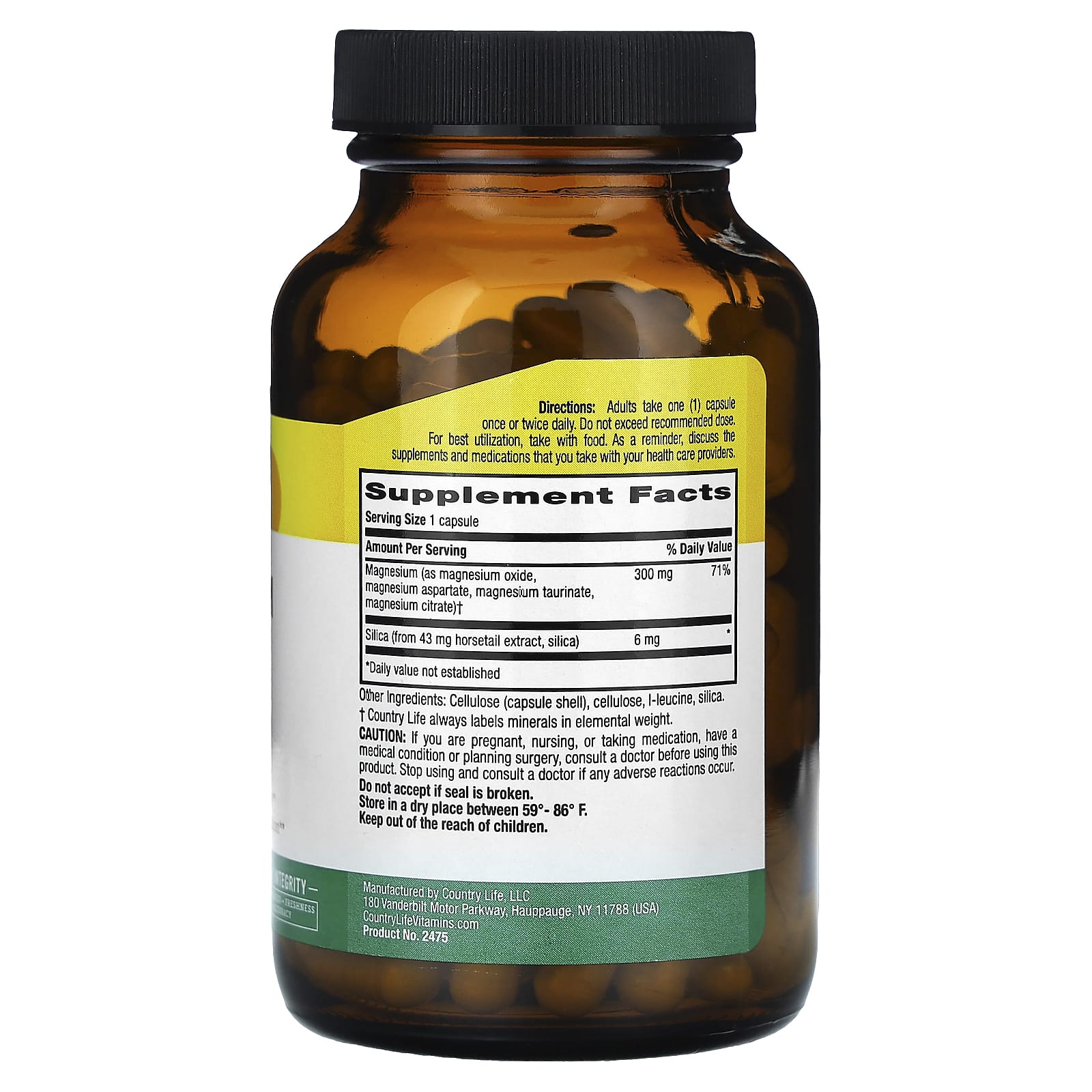 Country Life Target-Mins Magnesium Caps with Silica, 300mg, 120 Vegan Capsules - Image 2
