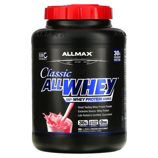 ALLMAX Classic AllWhey 100% Whey Protein, Strawberry, 5 lbs - Image 1