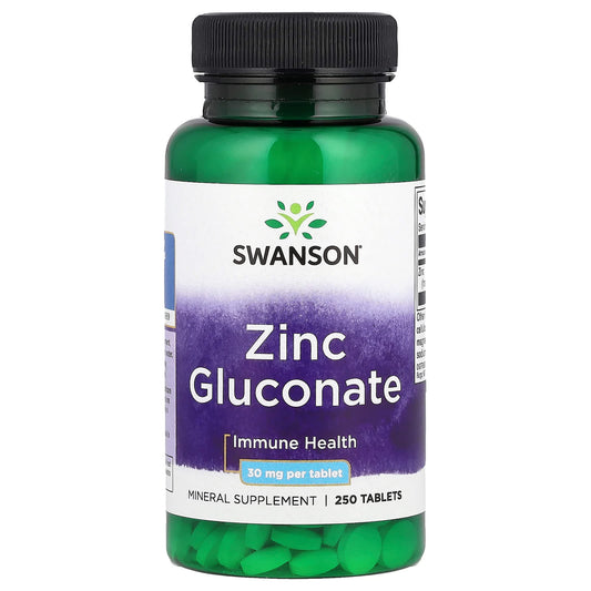 Swanson, Zinc Gluconate, 30 mg, 250 Tablets - Image 1