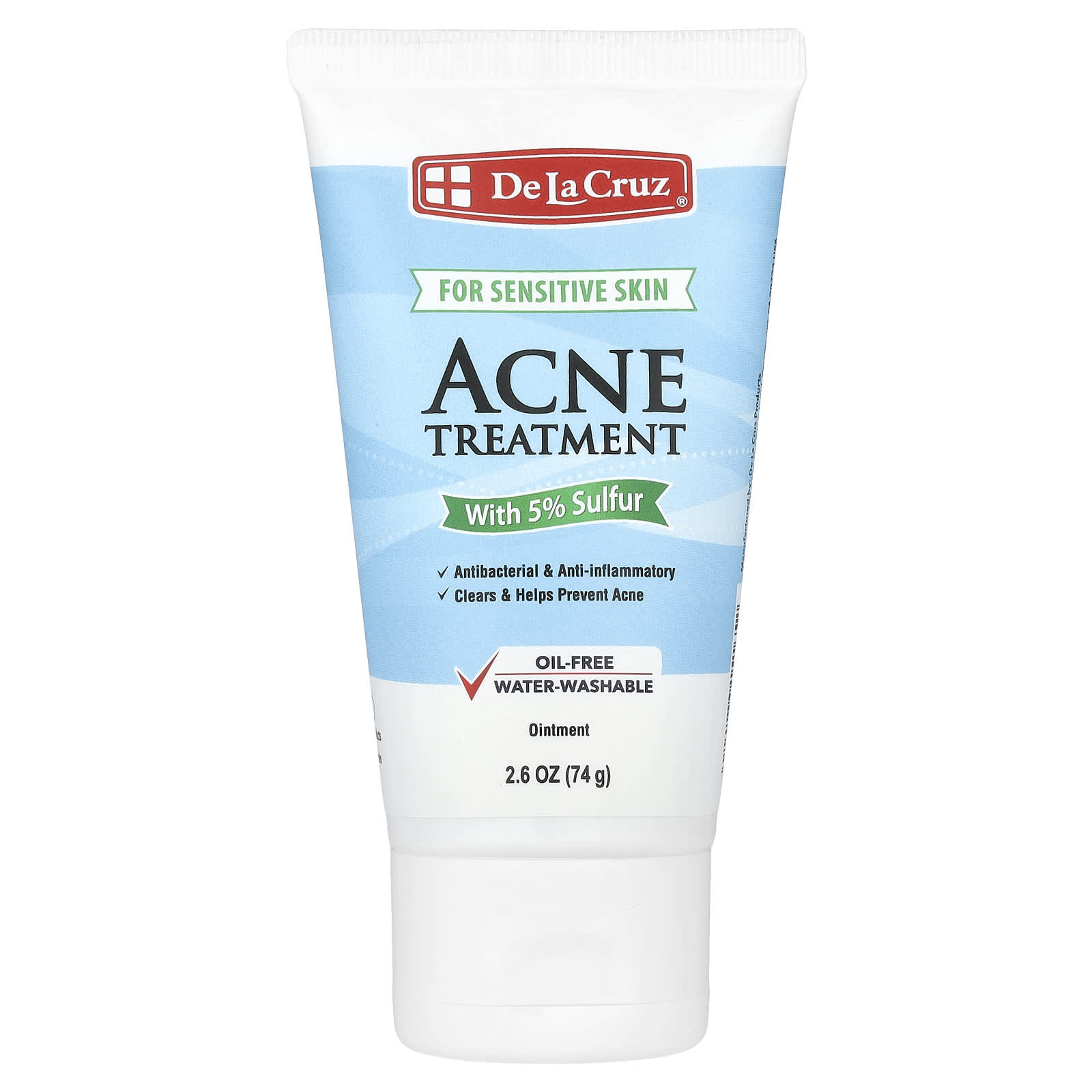 De La Cruz Sensitive Skin Acne Treatment Ointment with 5% Sulfur, 2.6 oz - Image 1
