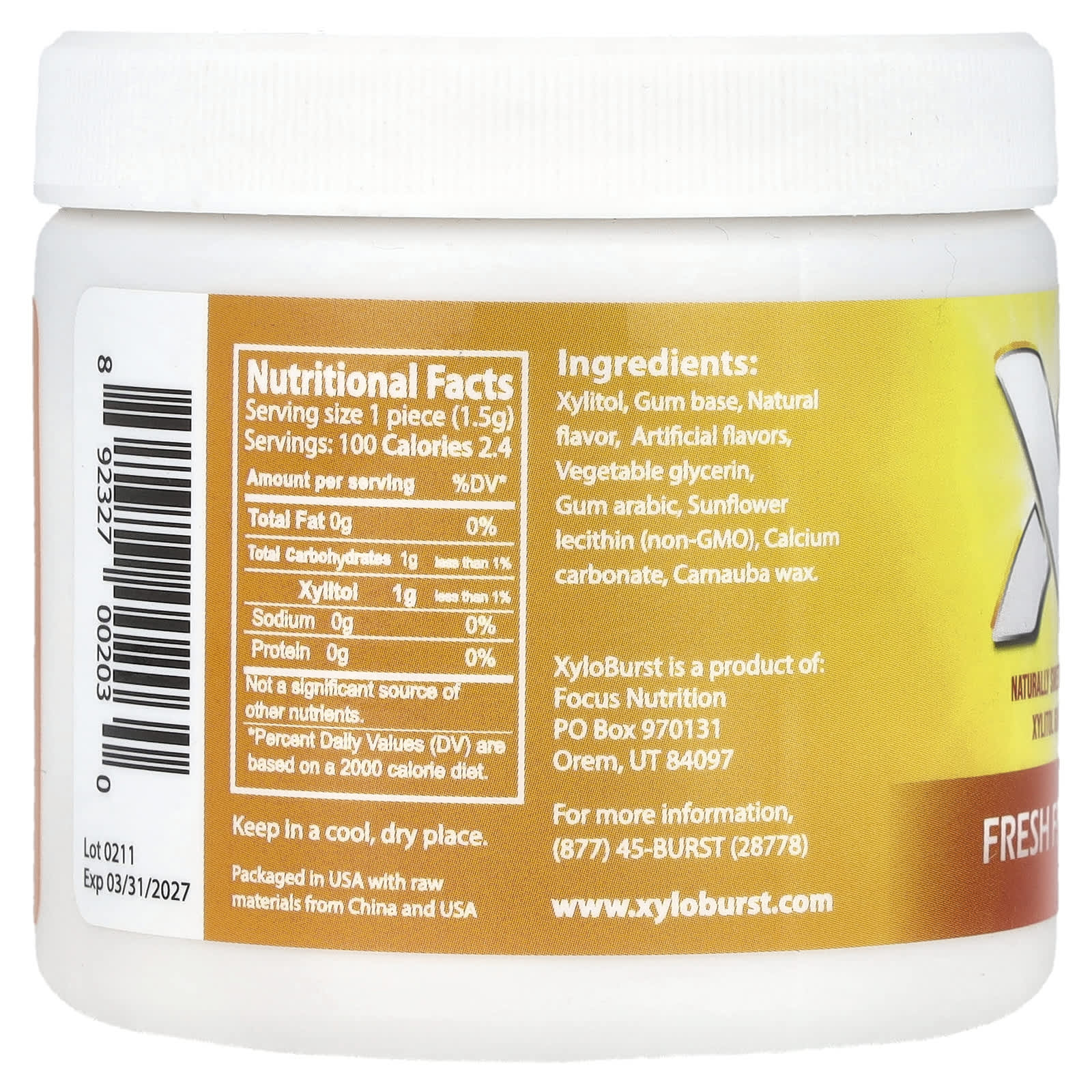 Xyloburst, Xylitol Gum, Fresh Fruit, 100 Pieces, 5.29 oz (150 g) - Image 2