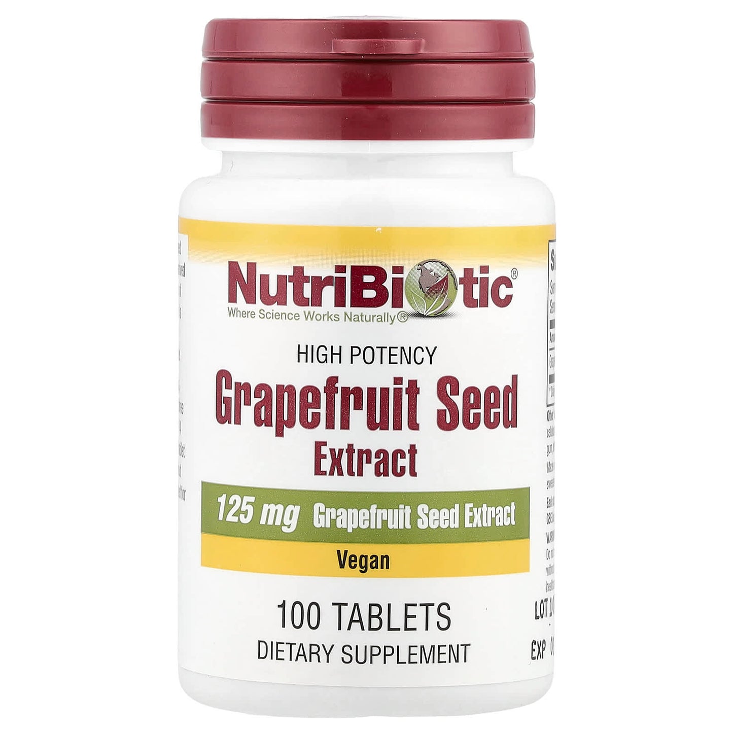 NutriBiotic, Grapefruit Seed Extract, High Potency, 125 mg, 100 Tablets - Image 1