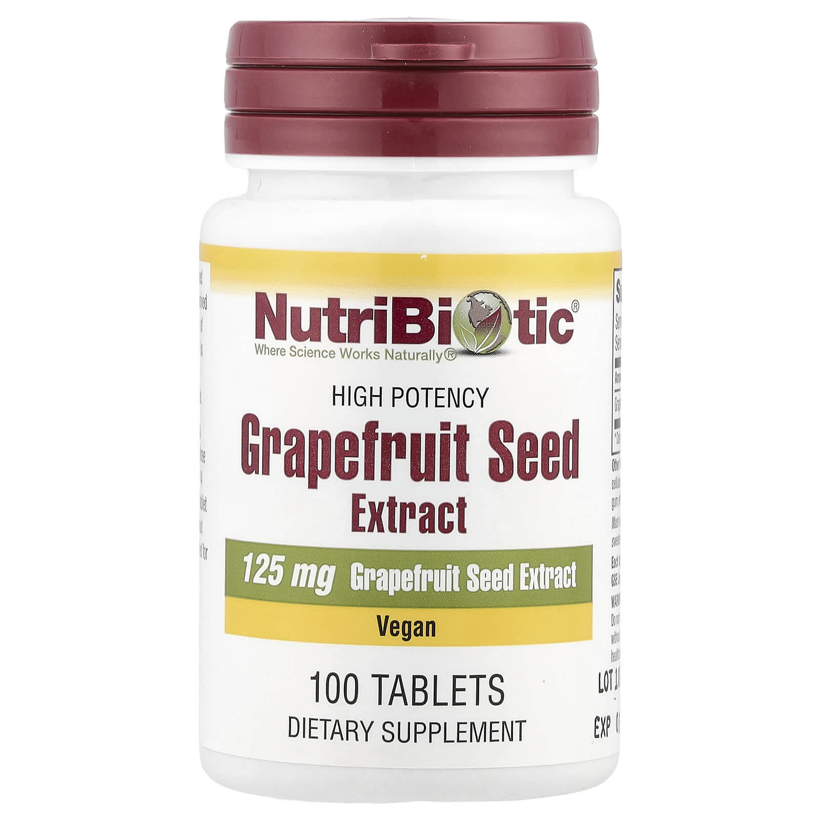 NutriBiotic, Grapefruit Seed Extract, High Potency, 125 mg, 100 Tablets - Image 1