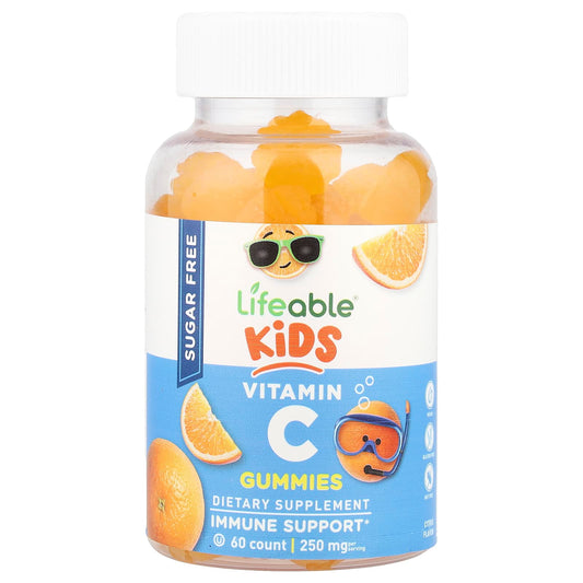 Lifeable, Kids, Vitamin C Gummies, Sugar Free, Citrus, 60 Gummies (125 mg per Gummy) - Image 1