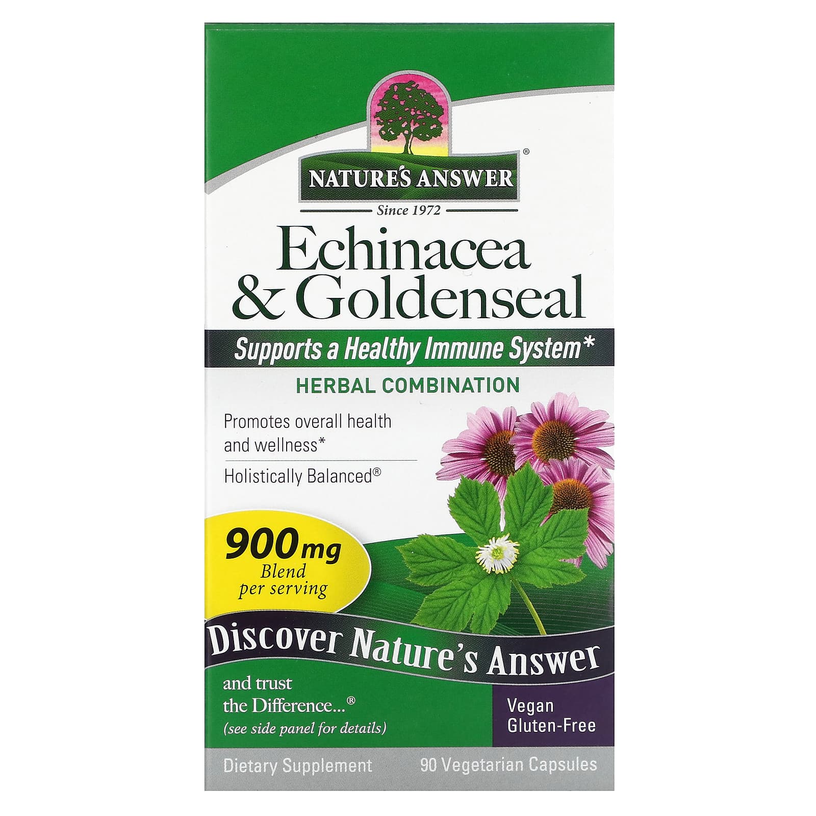 Nature's Answer, Echinacea & Goldenseal, 90 Vegetarian Capsules - Image 1