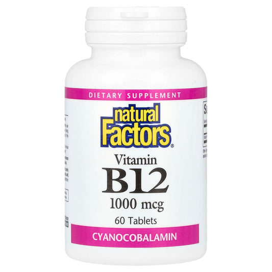Natural Factors, Vitamin B12, 1,000 mcg, 60 Tablets - Image 1